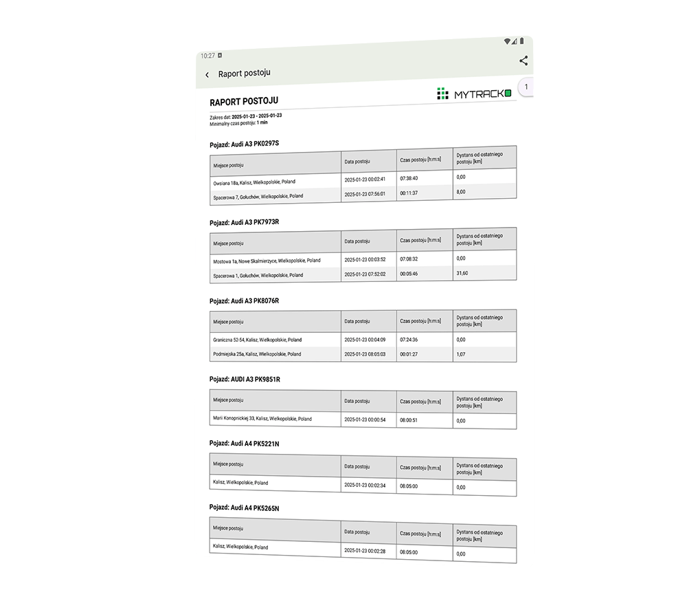 Aplikacja Mobilna - MYTRACKO