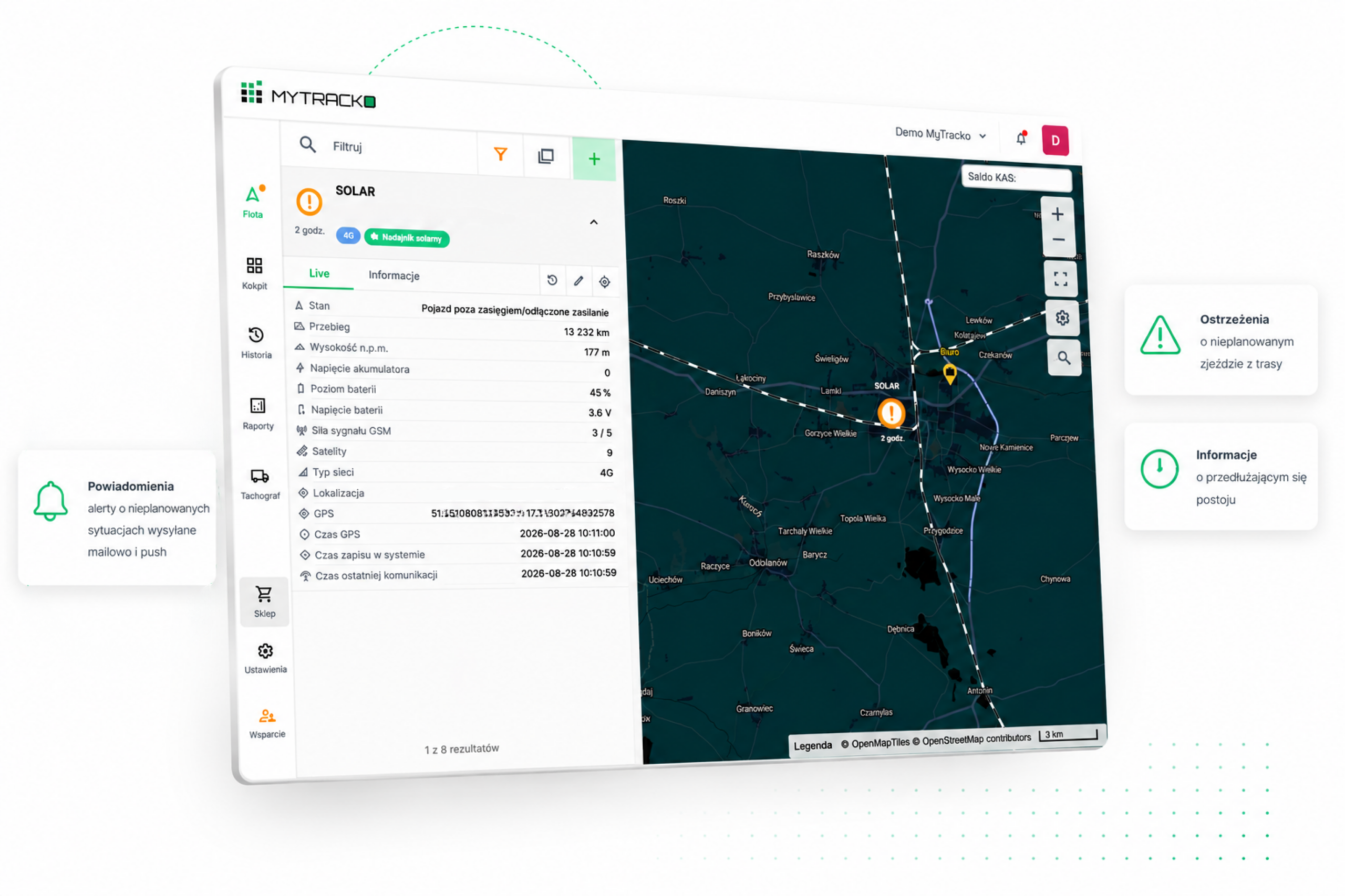 Monitoring wagonów kolejowych w systemie MyTracko – lokalizacja GPS, alerty i informacje o postoju
