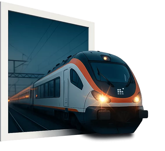 Pociąg z systemem monitoringu GPS MYTRACKO do śledzenia lokomotyw i wagonów kolejowych.
